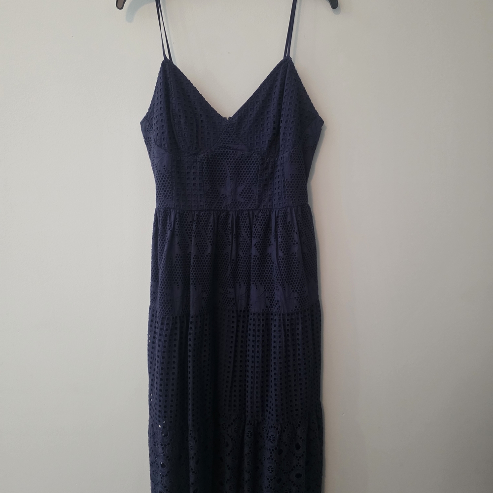 Crown & Ivy Navy Midi Lace Dress